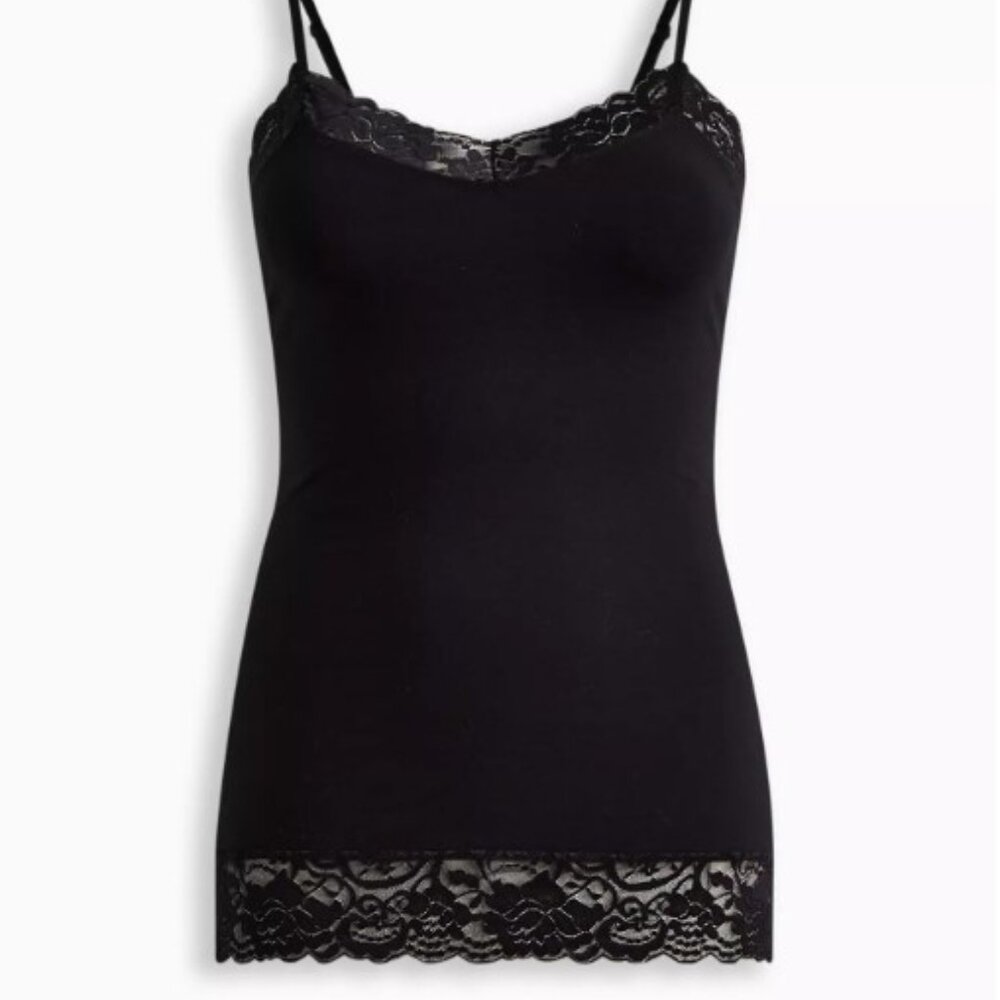 NWT Torrid Foxy Lace Trim V-Neck Cami - Black - Size